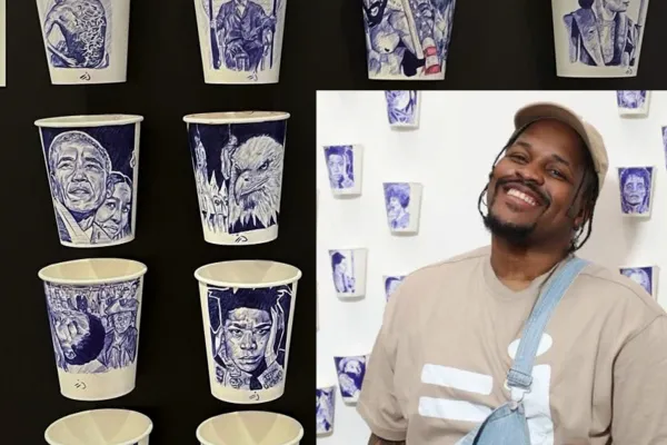 Gordon Osborne pictured in front of his art